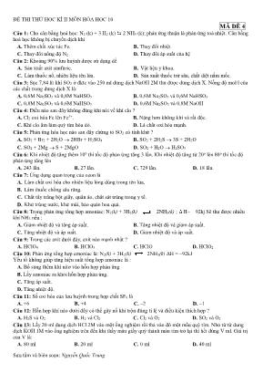Đề thi thử học kỳ II môn Hóa học Lớp 10 - Mã đề 4 - Nguyễn Quốc Trung